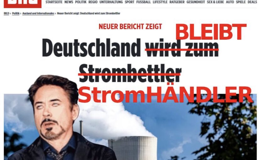 BILD verdreht wieder die Tatsachen beim Strom, damit Atomstrom in Deutschland wieder eingesetzt wird