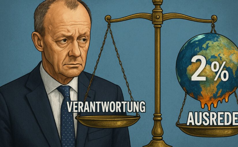 Friedrich Merz Herunterspielen der Aktivitäten um nichts zu tun. Klimawandel ist ihm egal, Hauptsache BlackRock und die fossile Lobby. (ki-generiert).