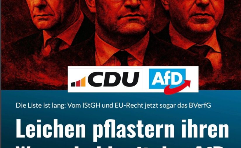 "Leichen pflastern ihren Weg.. bald mit der AfD?!? Friedrich Merz, Jens Spahn, Alexander Dobrindt (ki-generiert (Satire).