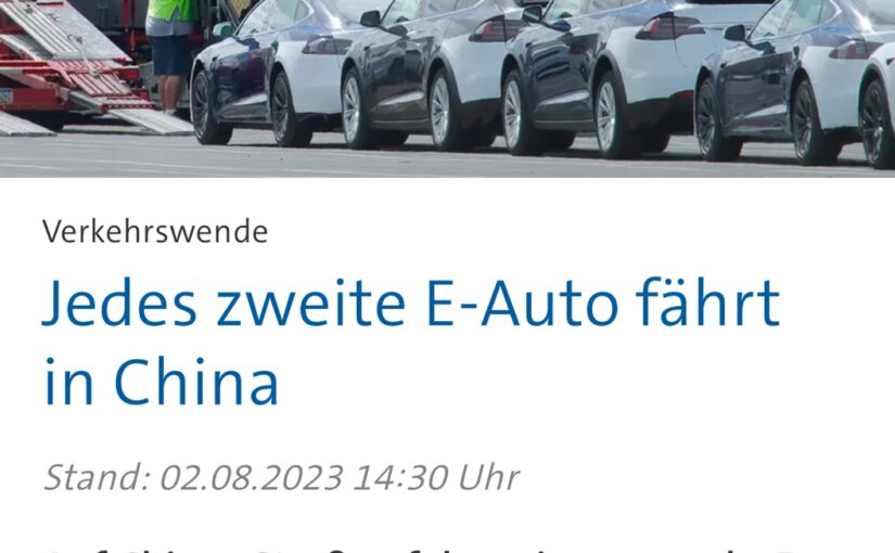 Jedes zweite Auto in China ist elektrisch