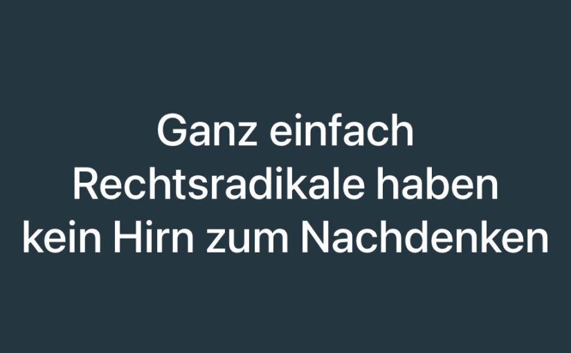 100 Gründe, warum Rechtsradikale mit dem Denken auf Kriegsfuß stehen