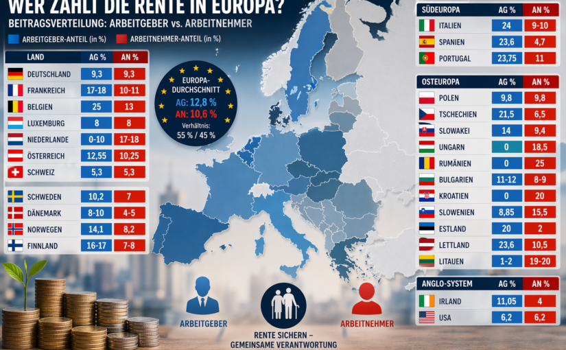 Europa im Rentencheck: Wer zahlt wirklich – Arbeitgeber, Arbeitnehmer oder der Staat?