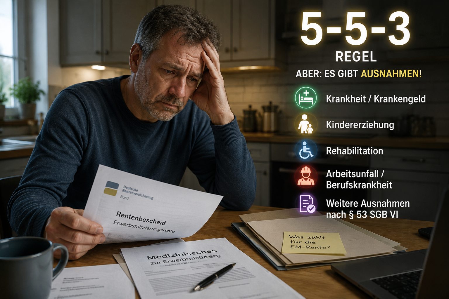 Erwerbsminderungsrente: Diese wichtigen Ausnahmen gibt es bei der 5-5-3-Regel